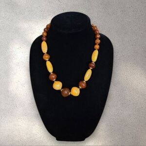Vintage Hong Kong Lucite Amber and Butterscotch Swirl Necklace